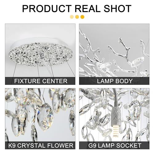 Modern Crystal Tree Branches Chandelier (Silver / Arc 40")