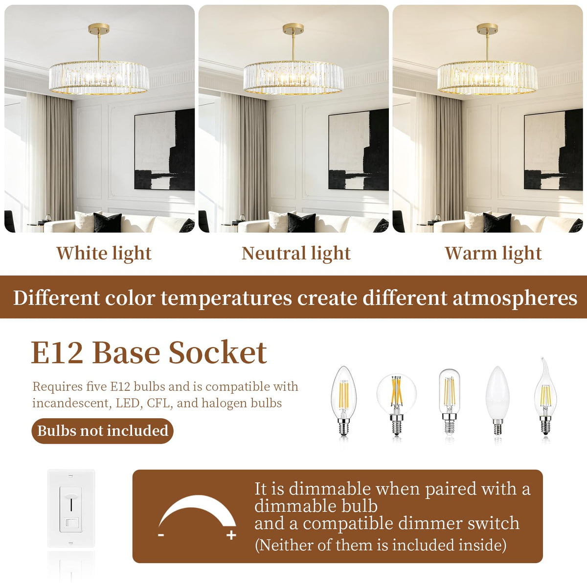 Modern Gold Crystal Chandelier for Dining Room 20 Inch (Gold / 20 in)