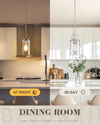 Brushed Nickel Pendant Lights Kitchen Island 2 Pack with Rods (Brushed Nickel / 2 Pack)