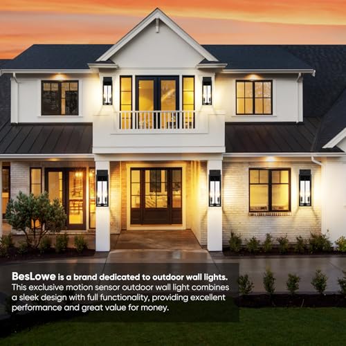2 Pack 18” Large Upgraded Motion Sensor Outdoor Wall Lights (Black / 18in)