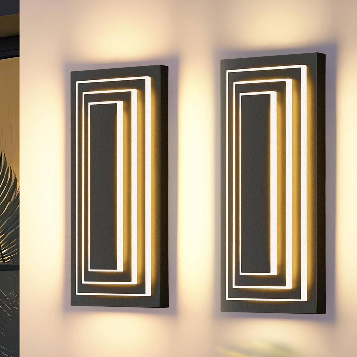 Outdoor Wall Lights 3 (Black 3-Tier Modern Design / 15.7 Inches（40 cm）)