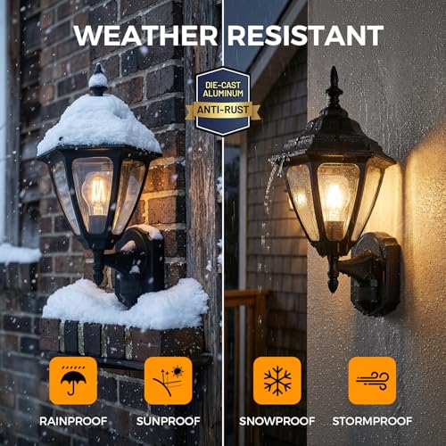 18.5"Large Outdoor Motion Sensor Porch Light Dusk to Dawn Wall Sconce Light (Black / Large - 1 Pack)