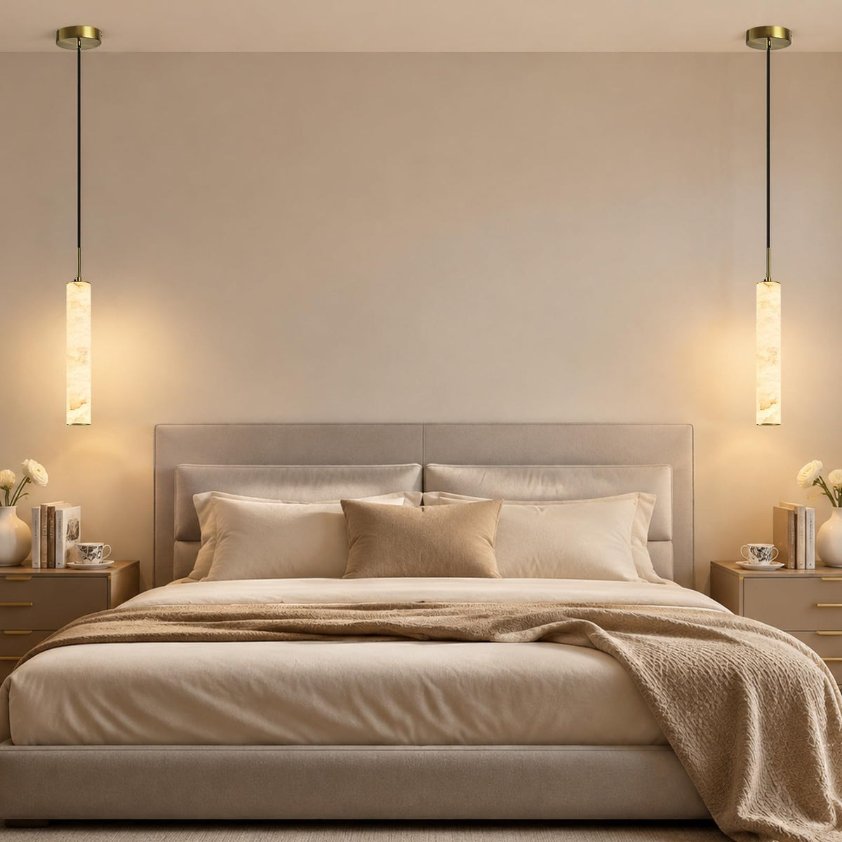 Gold Alabaster Kitchen Island Pendant Lights (Gold-WarmLight / 13.9in-3Pack)
