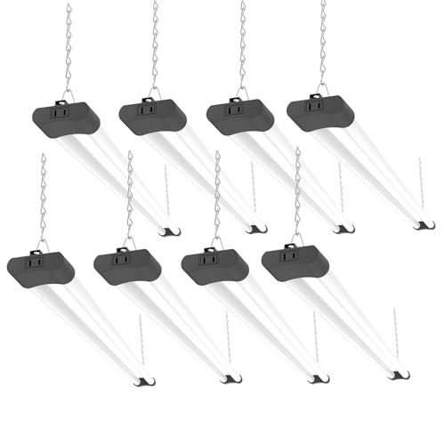 8 Pack 4FT 40W LED Shop Light with Inline Switch Dual Tube Lightweight Daylight White 5000K Surface or Suspension Mount for Garage Workshop Basement