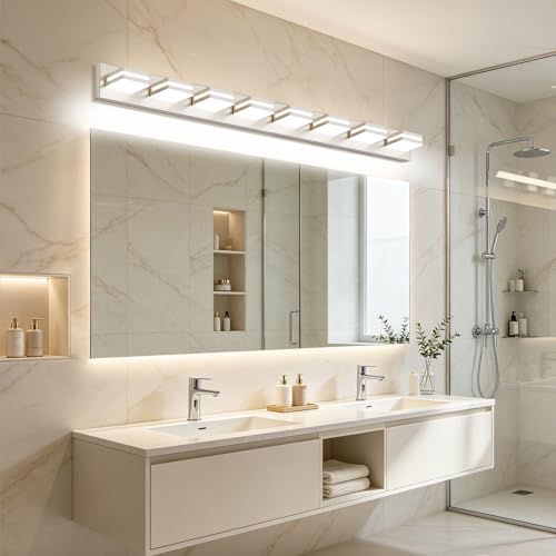 Bathroom Lights Fixtures Over Mirror (Nickel / 8-Light)