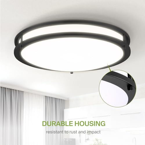 LED 18" Round Flush Mount Lighting (Black)