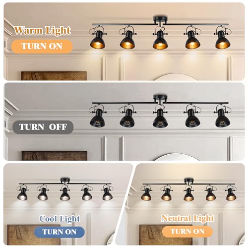 5 Light Track Lighting Fixtures Ceiling Black Track Lights 47.24" (5 Light)
