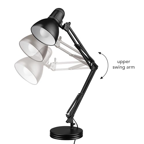5698601 28" Heavy Base Top Moving Spring Balanced Swing Arm Desk Lamp (Black / 28 inches)