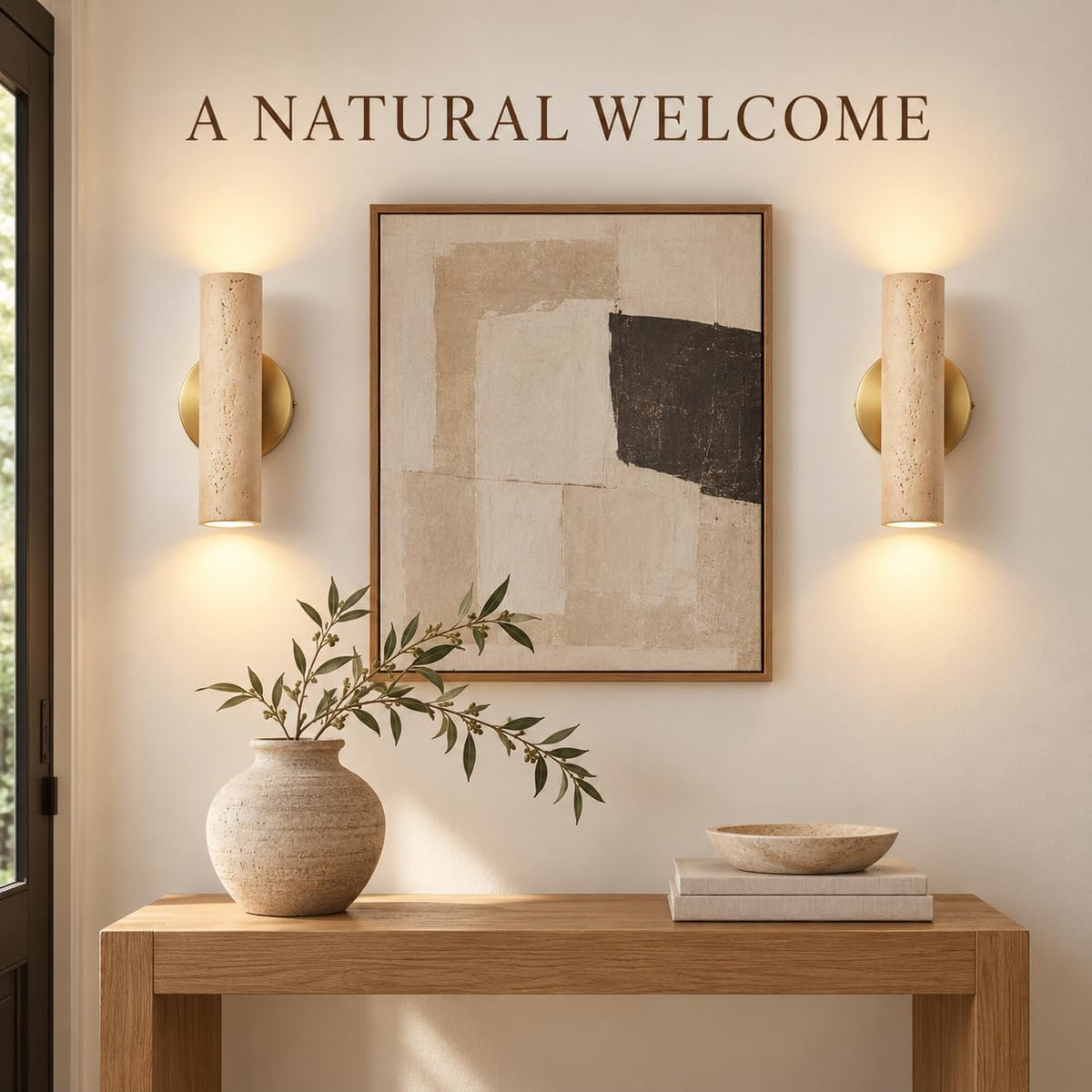 Natural Yellow Travertine Wall Sconce (Natural Yellow Travertine / 1 Pack)