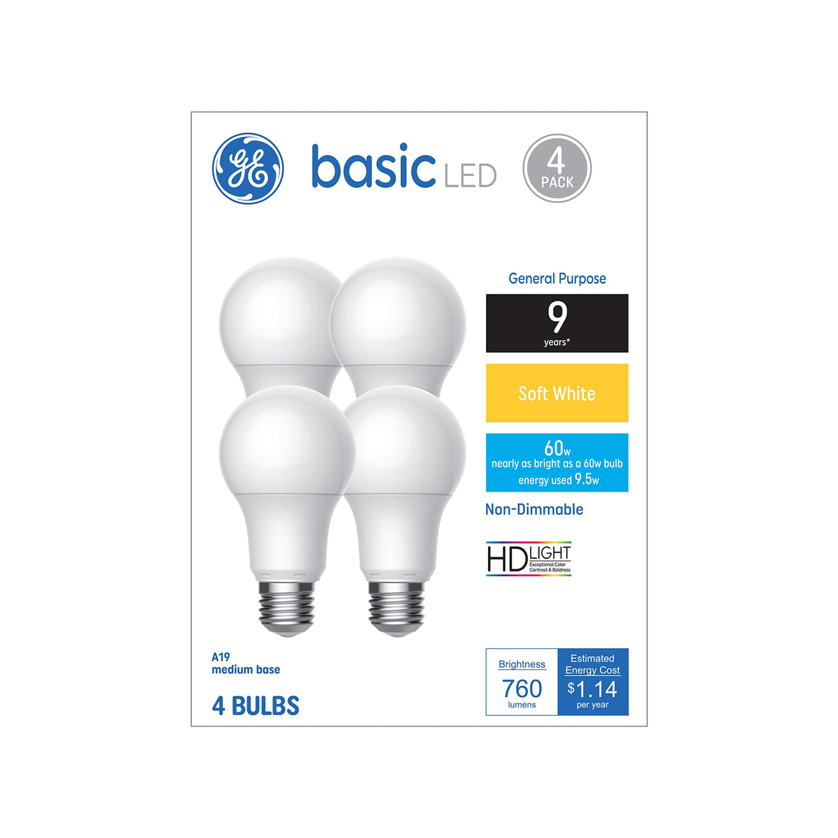 Basic Light Bulbs (Soft White / 4 Bulbs)