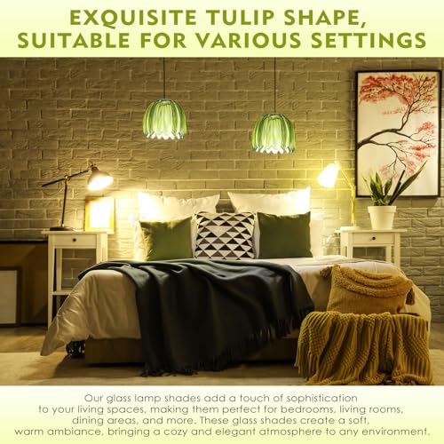 3 Pcs Glass Tulip Lamp Shade (Green)