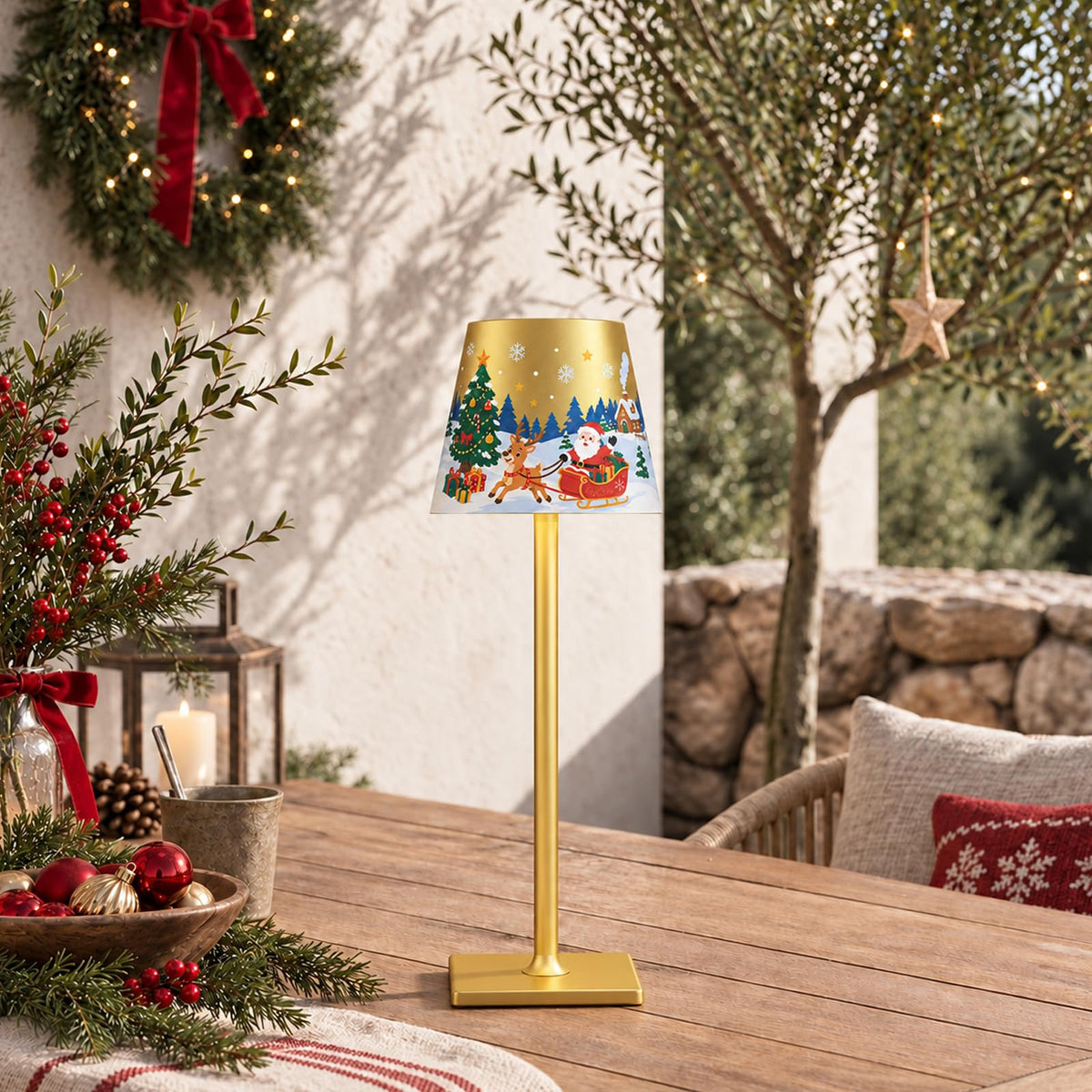 Gold Rechargeable Cordless Table Lamp (Christmas Gold)