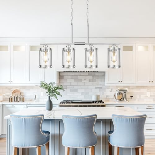 Brushed Nickel 4 (Nickel + Clear Glass / 4-Light, Linear)