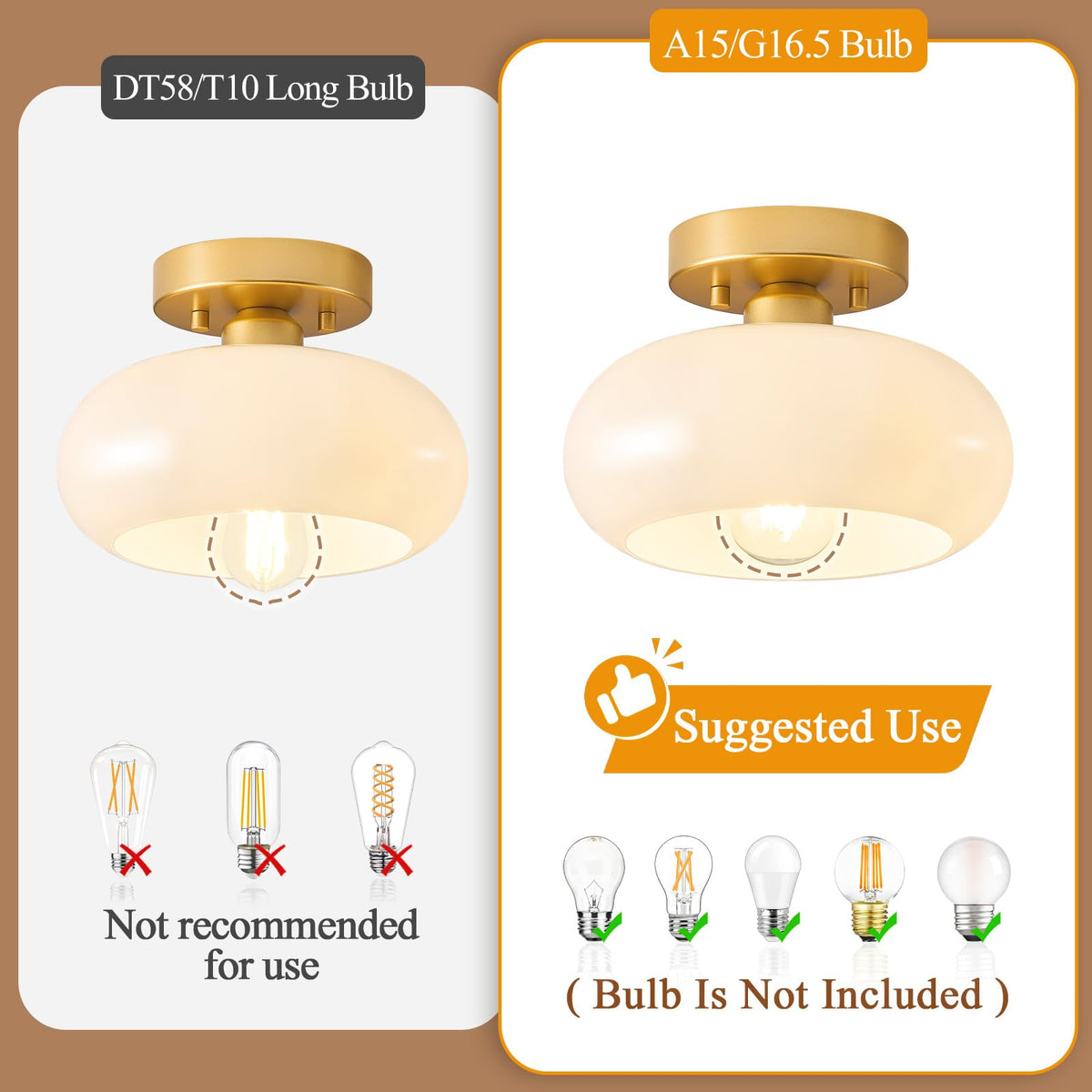 Mid Century Modern Gold Semi Flush Mount Ceiling Light 8.66 Inch (Gold / 8.66 inch)