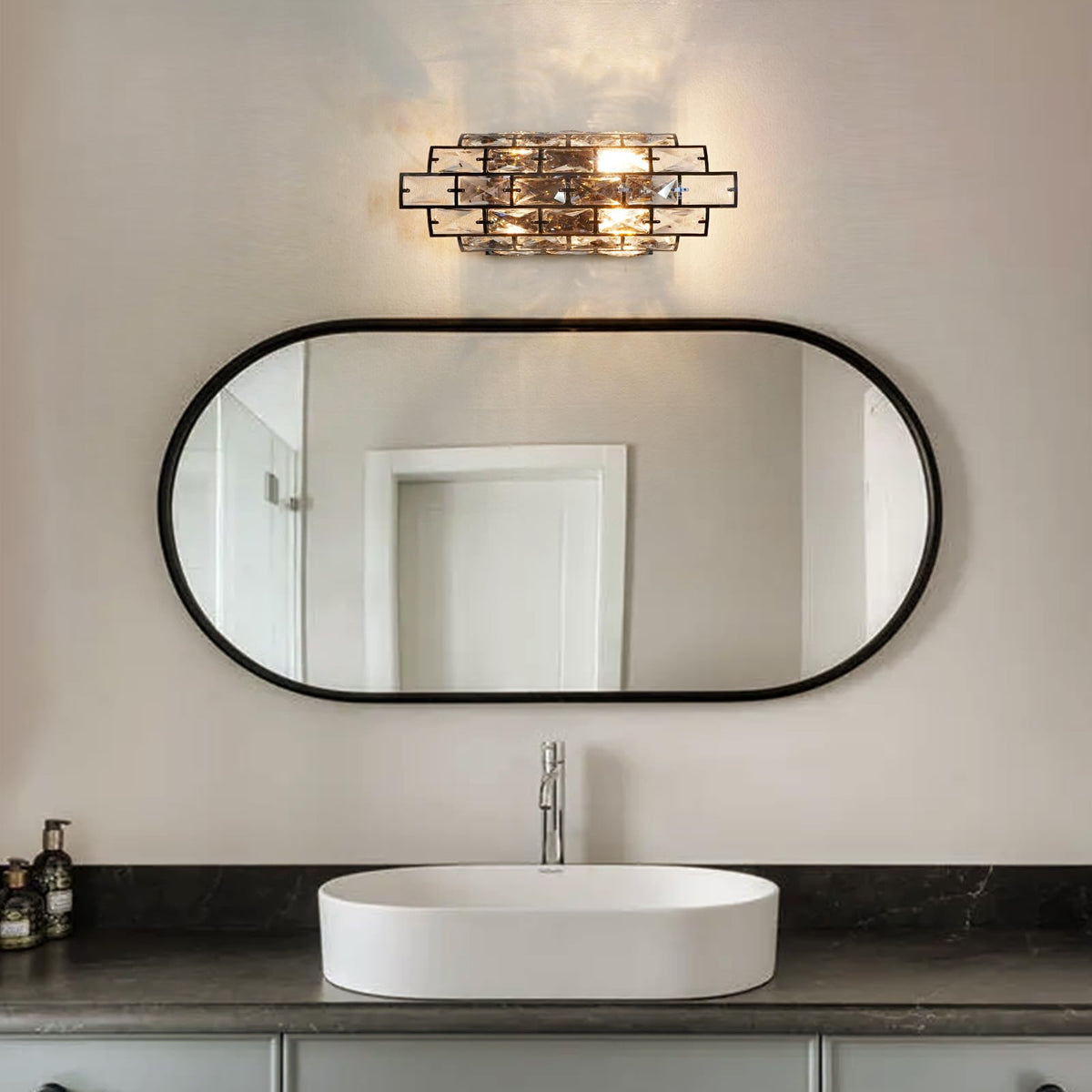 Black Crystal Wall Sconce (Black 1Pack)