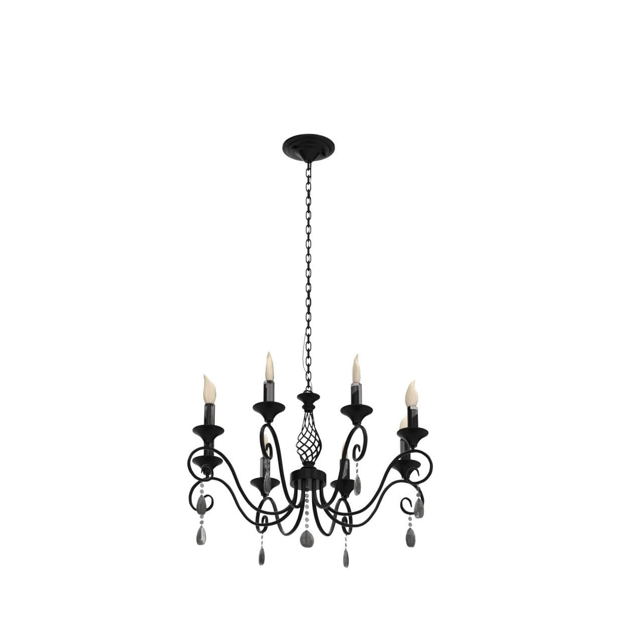 8 Light Crystal Candle Chandelier (Black/8 Lights/Crystal)