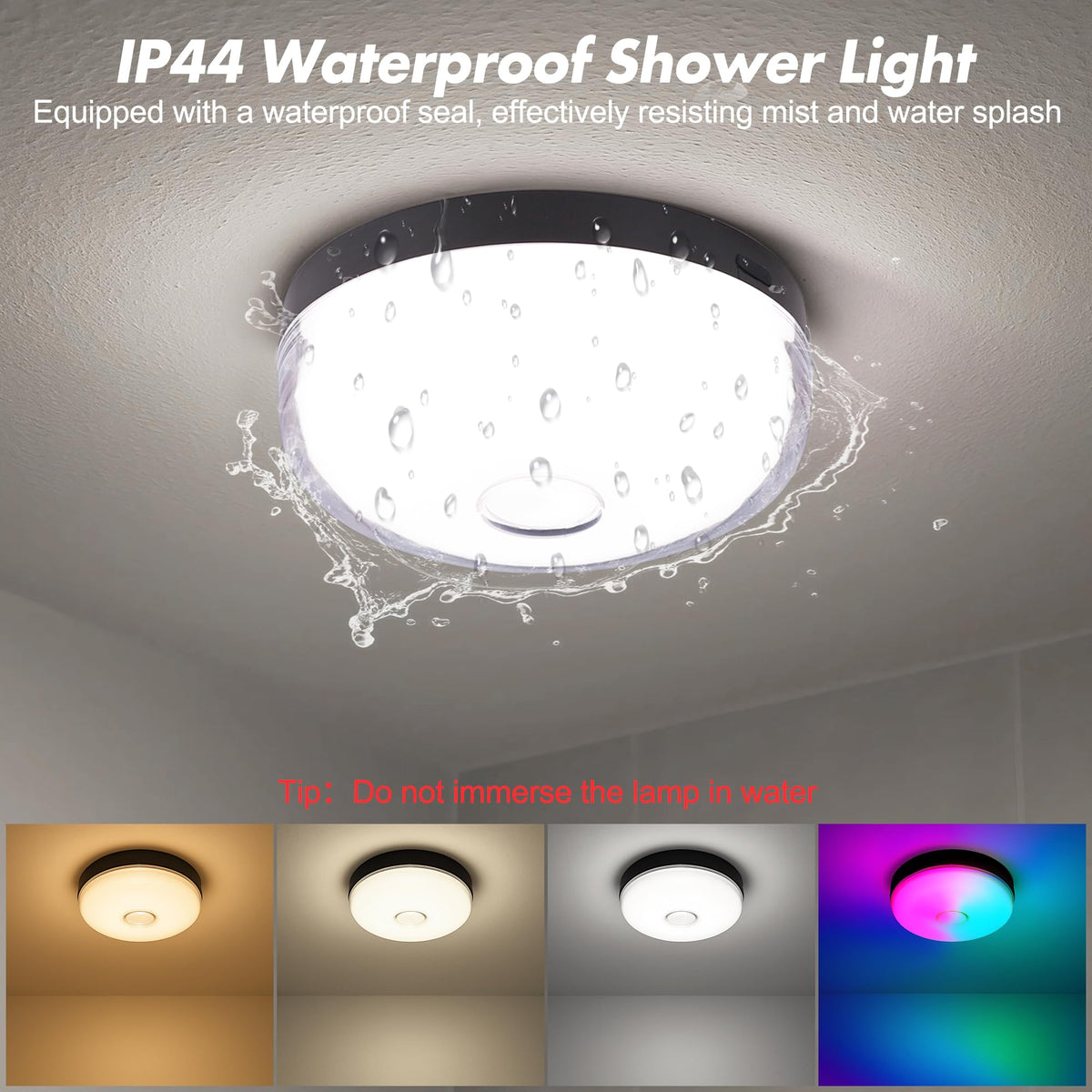 4 Pack Waterproof Shower Lights for Inside Shower (Black / 4 Pack)