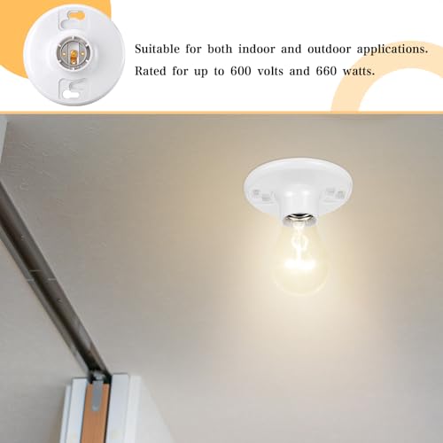 6 Pcs E26 Light Socket Medium Base Lamp Holder White lamp Socket