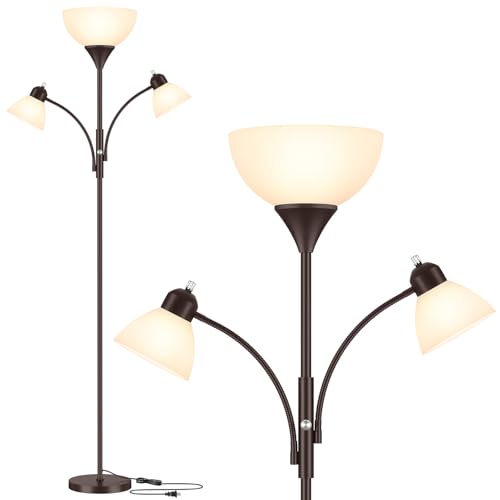 Torchiere Floor Lamps for Living Room (Brown)