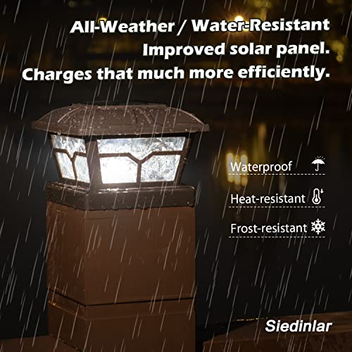 Solar Post Cap Lights Outdoor 2 Modes (Brown / 10 Pack)