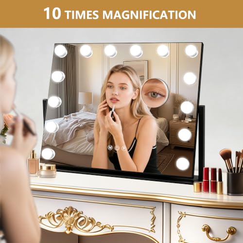 Vanity Mirror with Lights (Black / 19"L x 16"W)