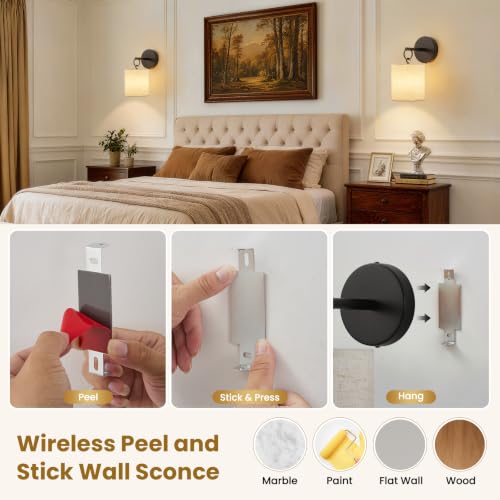 Peel and Stick Sconces Set of 2 Black (Black / 2 Pack)