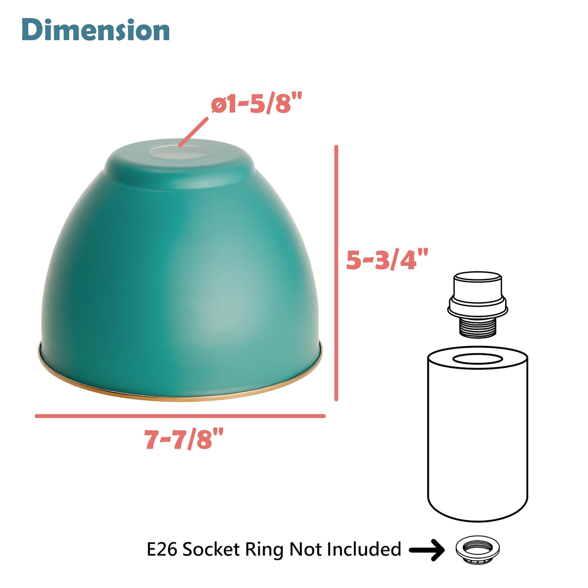 21601-71,Replacement Metal Shade for Pendant Light,Aquamarine,7-7/8"W x 5-3/4"H,Center Hole 1-5/8" (Aquamarine with White inside)