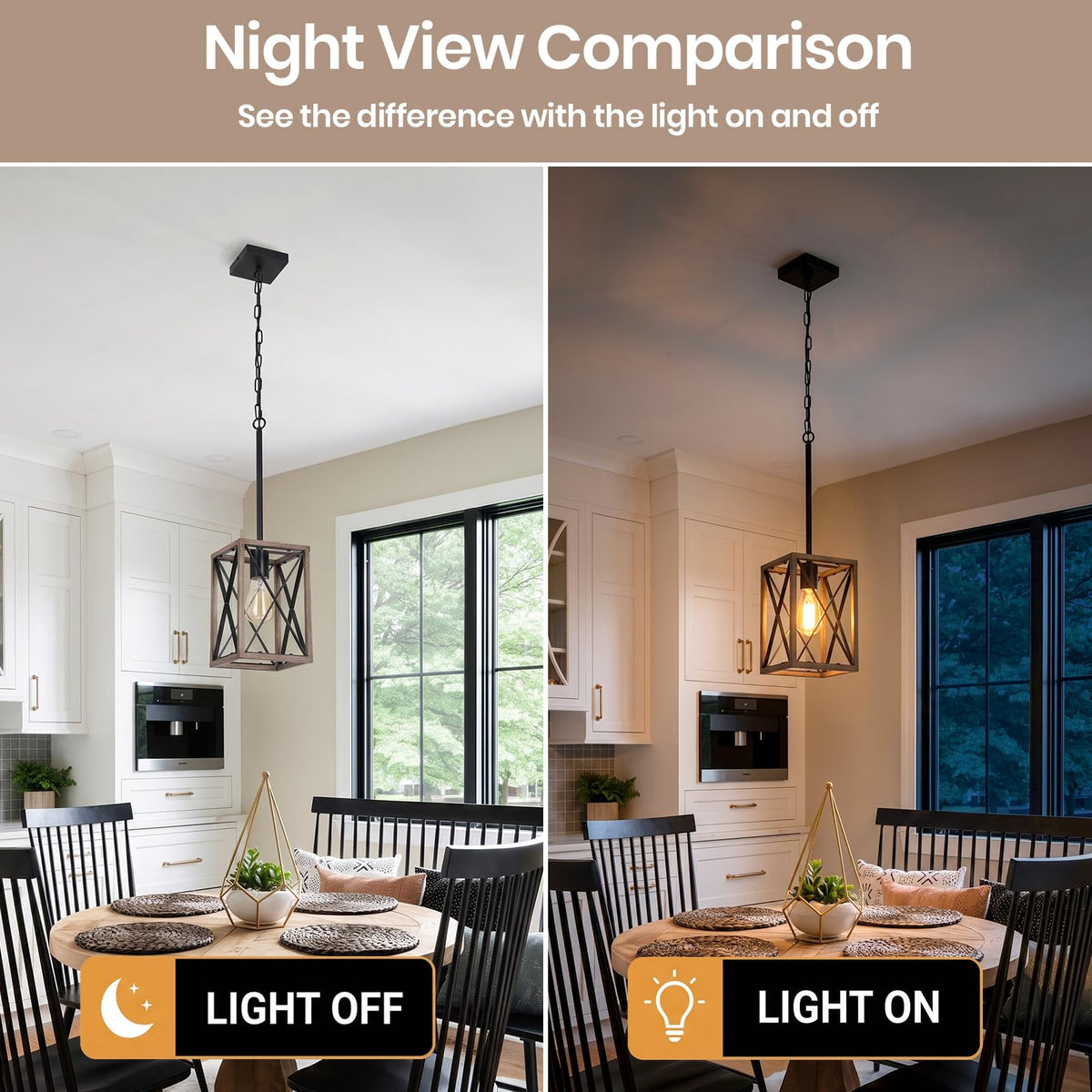 1 Light Farmhouse Pendant Light (Wood Grain / 1-Light)