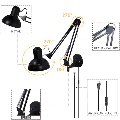 Black Industrial Swing Arm Wall Light Nordic Adjustable Long Arm Wall Sconces Lamp Metal Double