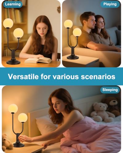 Black Globe Table Lamp for Bedroom Gift G9 Bulbs Included Dimmable (10-Black-Globe-2U)