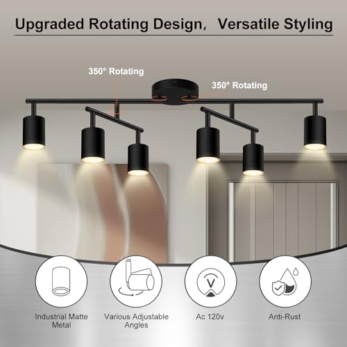 6 Light Track Lighting Fixtures Ceiling (6 light-black)