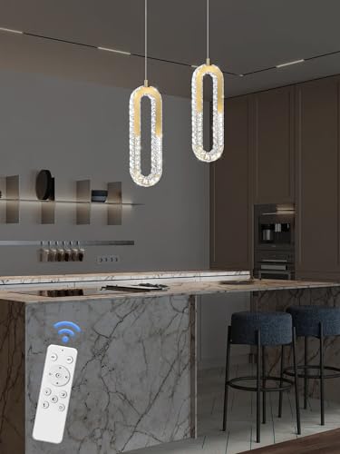 1 Ring Chandelier Gold Modern Pendant Lighting LED Dimmable Hanging Crystal Chandelier for Kitchen Island Foyer Lobby Living Room Staircaes (Gold / 1 Ring)