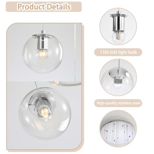 H138 LED Staircase Chandelier 15 (Silver-Clear / Globe 15-Light)