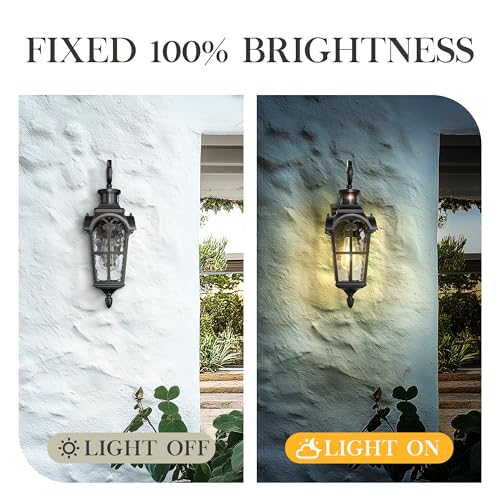 Motion Sensor Outdoor Wall Light (Black & Gold Edges - Water Glass / 18.7 Inch - Motion Sensor)