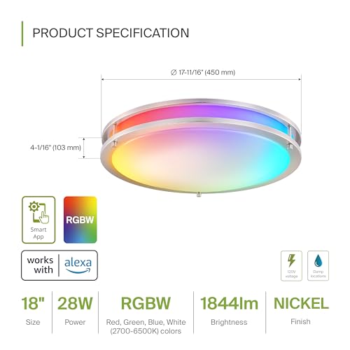 LED 18" Round Flush Mount Lighting (Brushed Nickel)