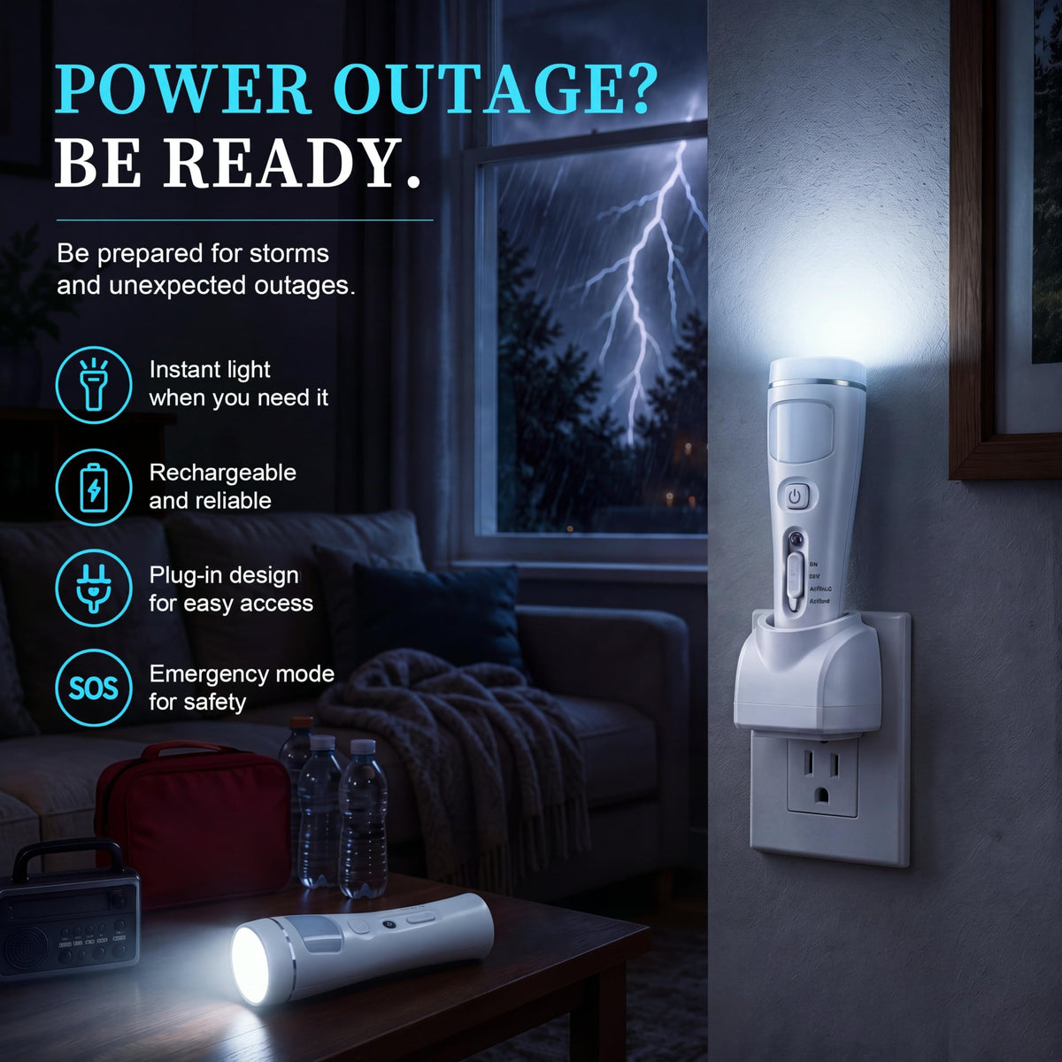 2 Pack Rechargeable Emergency Light with Auto On Power Outage (White)