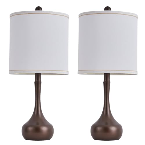 23" Farmhouse Table Lamp Set of 2 for Living Room Bedroom (Brown / 23")