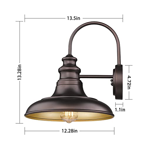 Dusk to Dawn Sensor Outdoor Barn Light Fixture Outdoor Wall Sconce Farmhouse Wall Mount Lights Exterior Light Fixture Bronze Finish Industrial Wall Lantern for Porch (Oil-Rubbed Bronze / 02-DDRZ004-2PACK(Dusk to Dawn))