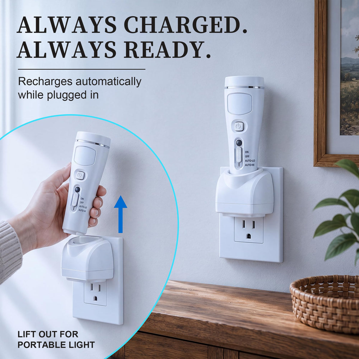 3 Pack Rechargeable Emergency Light with Auto On Power Outage (White)