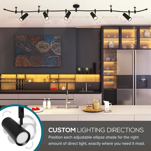 Ellipse Track Ceiling Light with 5 Adjustable LED Heads (Black)