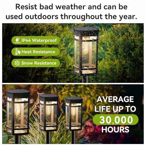 12 Pack Solar Pathway Lights Outdoor Waterproof (Warm white light)
