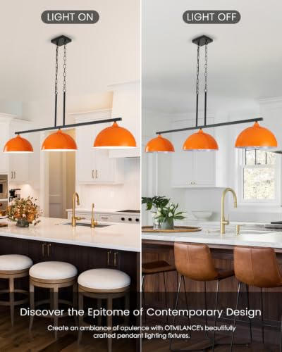 3 Light Orange Island Lights for Kitchen (3 Light / Orange)