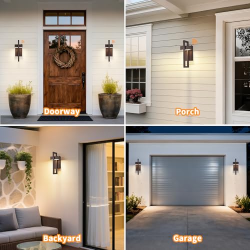 16.5'' LED Outdoor Wall Sconce Dusk to Dawn Exterior Lights (Brown - Dusk to Dawn / 16.5Inch - 2 Pack)