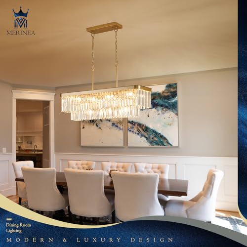 Gold Crystal Chandelier 11 Lights 33.5" Rectangle Chandelier (Gold / Long-33.5”)
