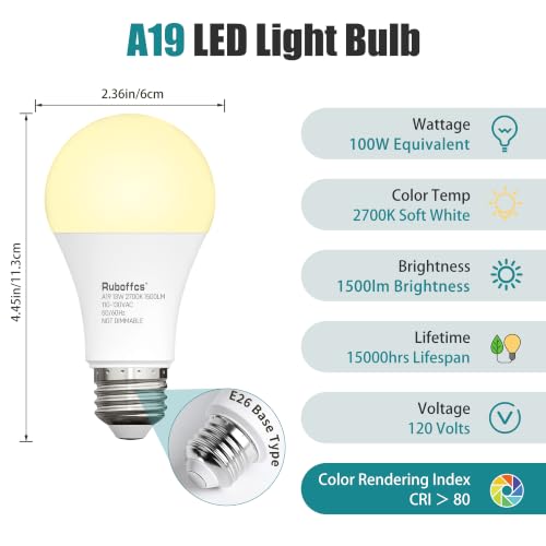 A19 LED Light Bulbs (2700k Soft White)