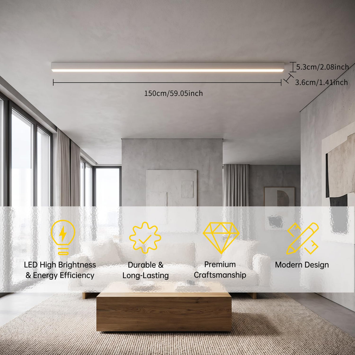 white ceiling light LED (White / 59IN)