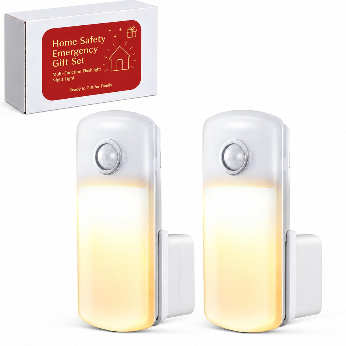 2 Pack 4 in 1 Home Emergency Power Failure Night Lights (Warm White)