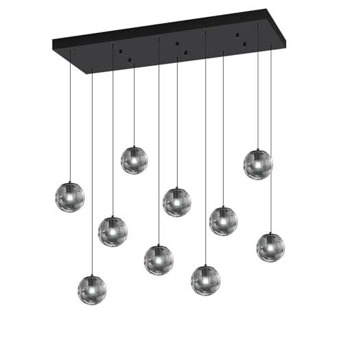 Rectangular Chandelier Smoke Gray Chandelier for Dining Room Large Chandeliers for High Ceiling 10 (Smoke Grey / Rectangle 10-Light)