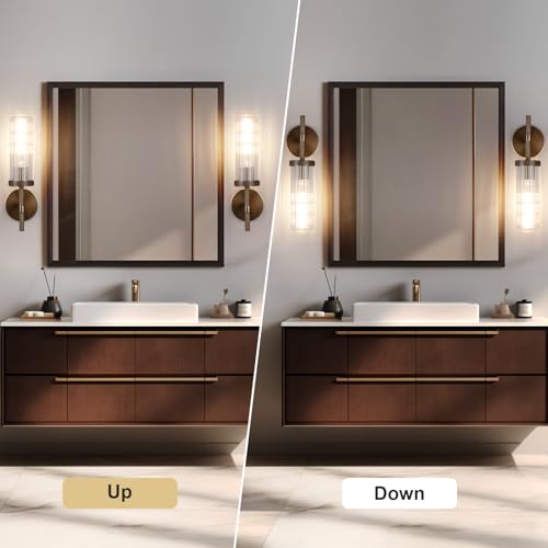15" Knurled‑Craft Hardwired Brass Wall Sconce (Bronze-Vertical Striped / 15″-2 Pack)