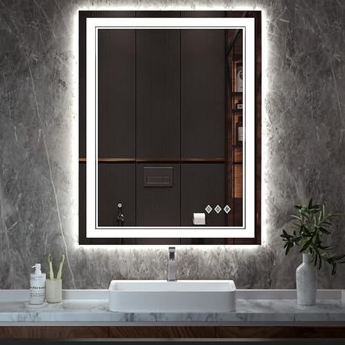LED Mirror 28x36 Inch Gradient Front and Backlight Lighted Mirror (Front and Backlit / 36"L x 28"W)